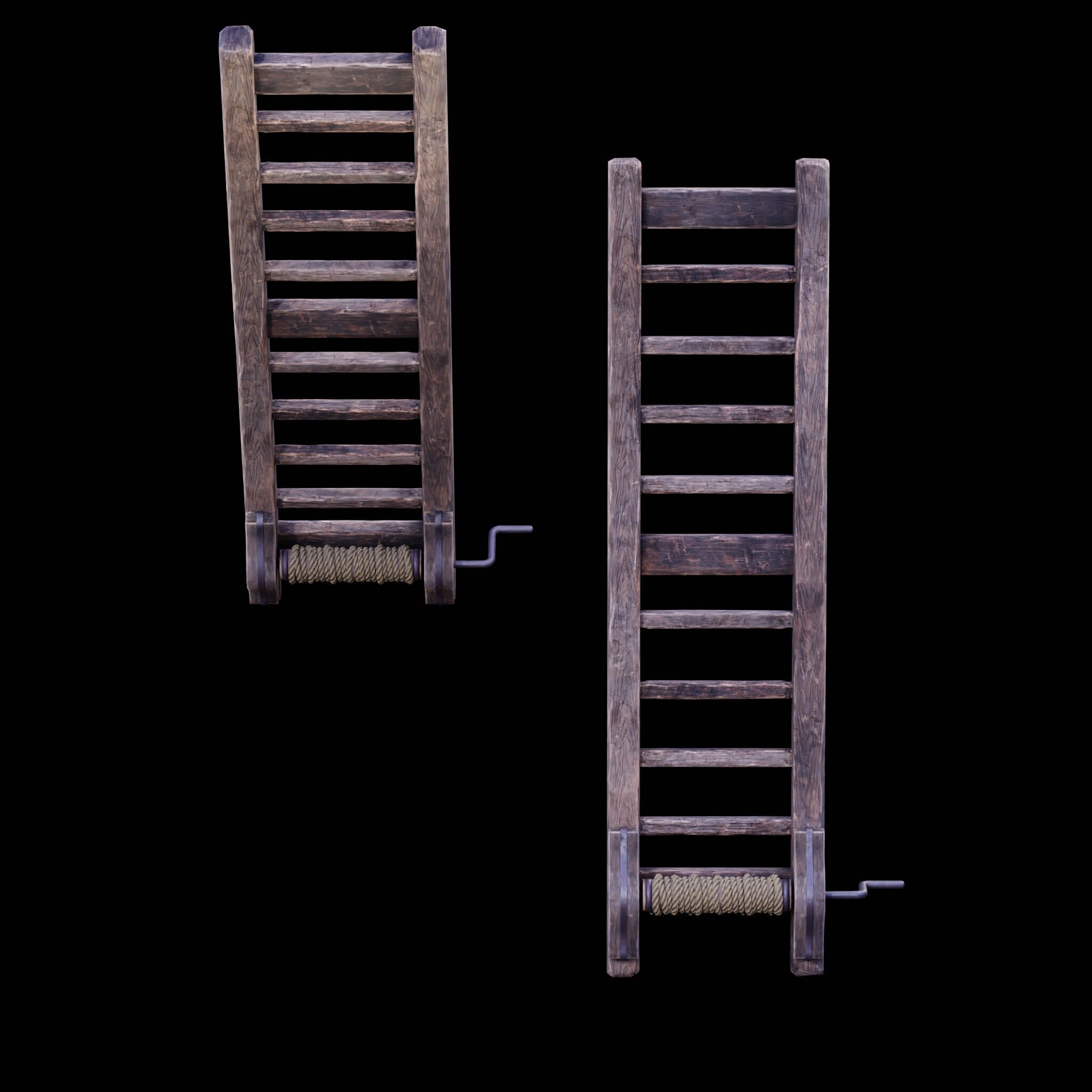 NANITE GAME READY - THE LADDER - RACK - MEDIEVAL TORTURE DEVICE Low-poly 3D model_29