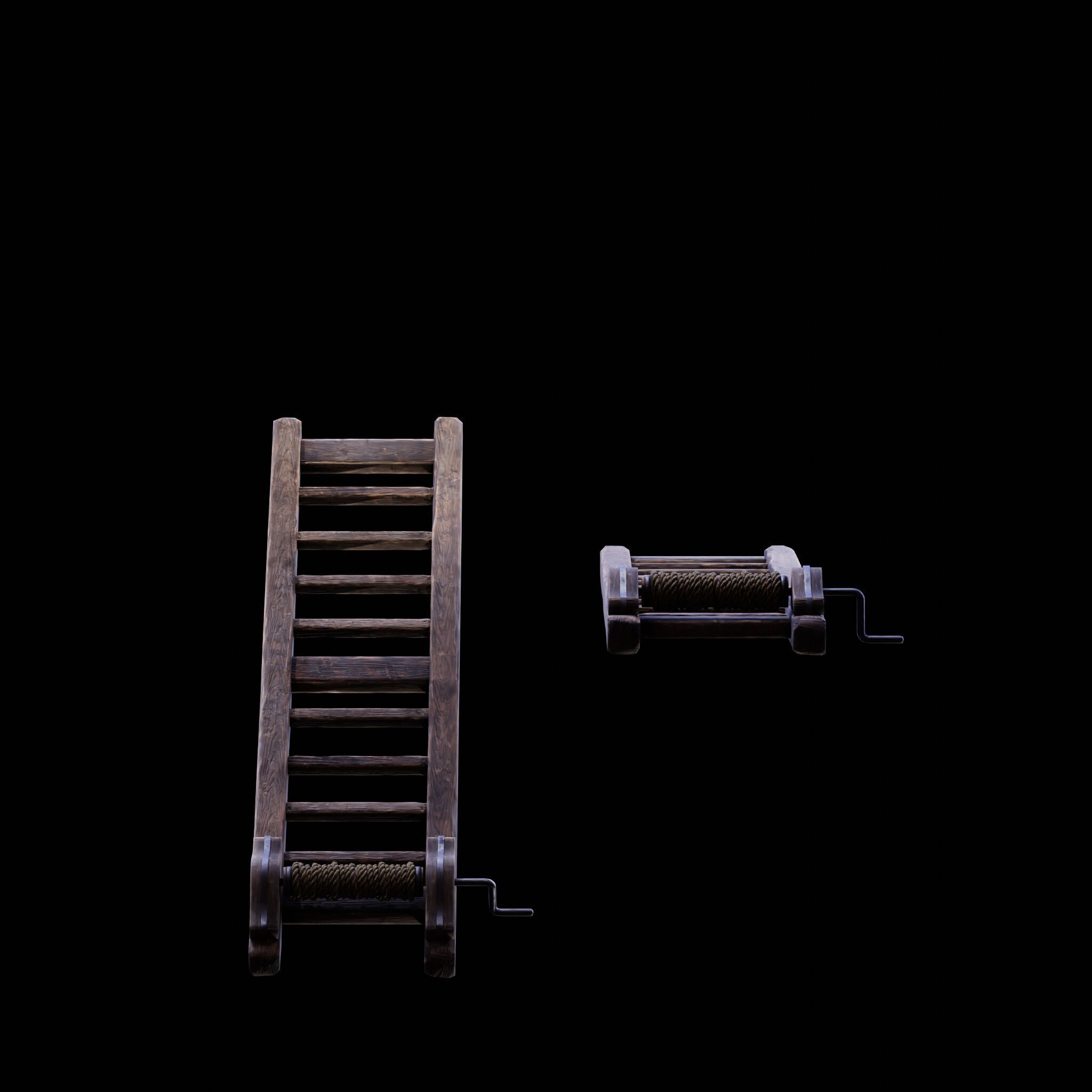 NANITE GAME READY - THE LADDER - RACK - MEDIEVAL TORTURE DEVICE Low-poly 3D model_39