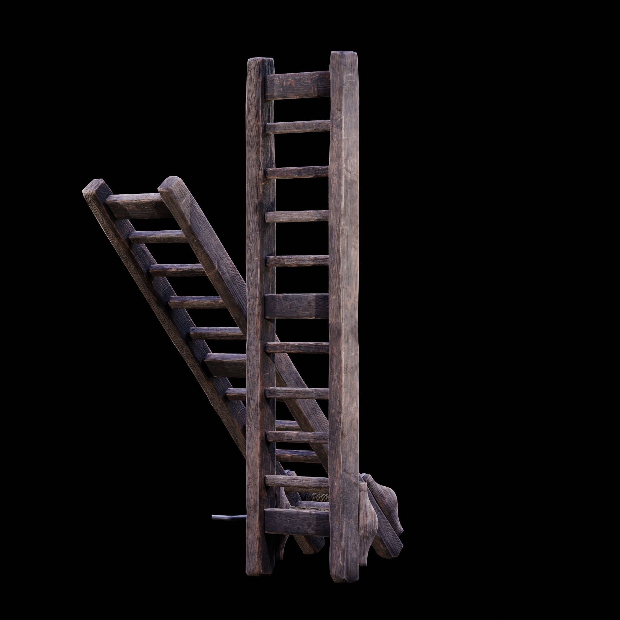 NANITE GAME READY - THE LADDER - RACK - MEDIEVAL TORTURE DEVICE Low-poly 3D model_12