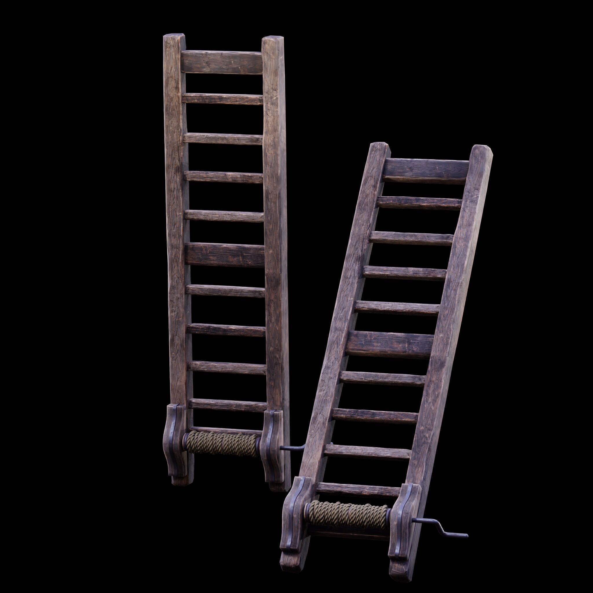 NANITE GAME READY - THE LADDER - RACK - MEDIEVAL TORTURE DEVICE Low-poly 3D model_20