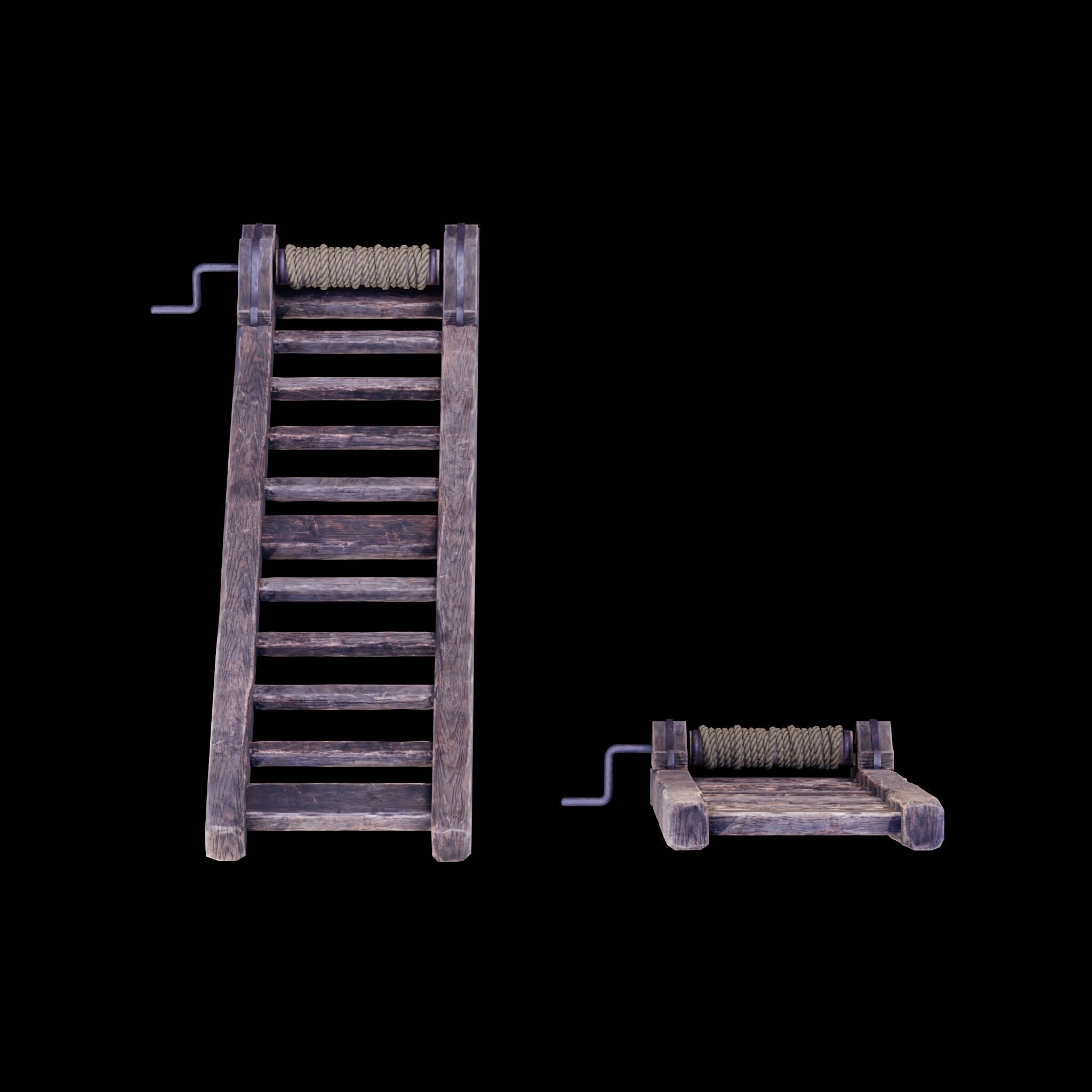 NANITE GAME READY - THE LADDER - RACK - MEDIEVAL TORTURE DEVICE Low-poly 3D model_27