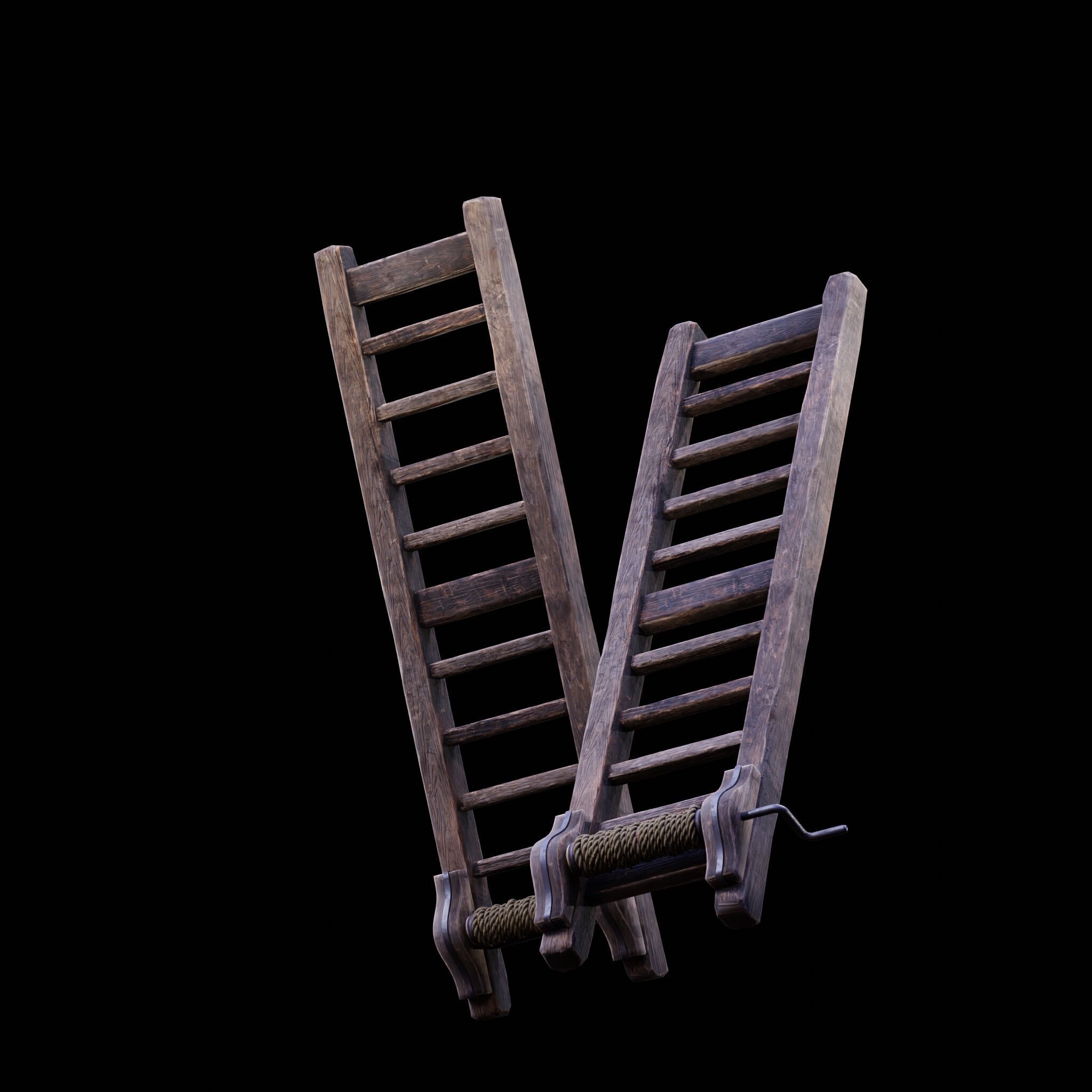 NANITE GAME READY - THE LADDER - RACK - MEDIEVAL TORTURE DEVICE Low-poly 3D model_34
