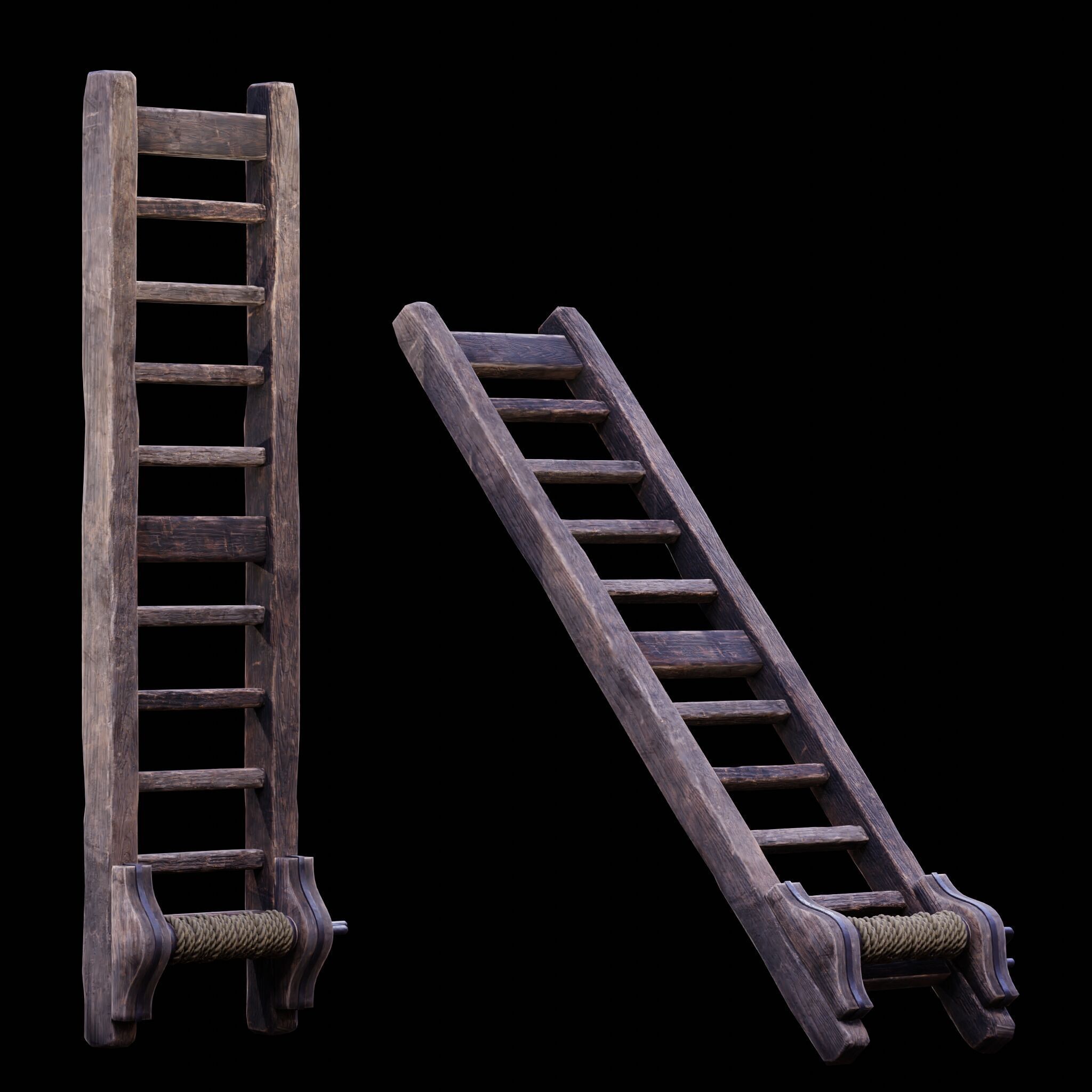 NANITE GAME READY - THE LADDER - RACK - MEDIEVAL TORTURE DEVICE Low-poly 3D model_10
