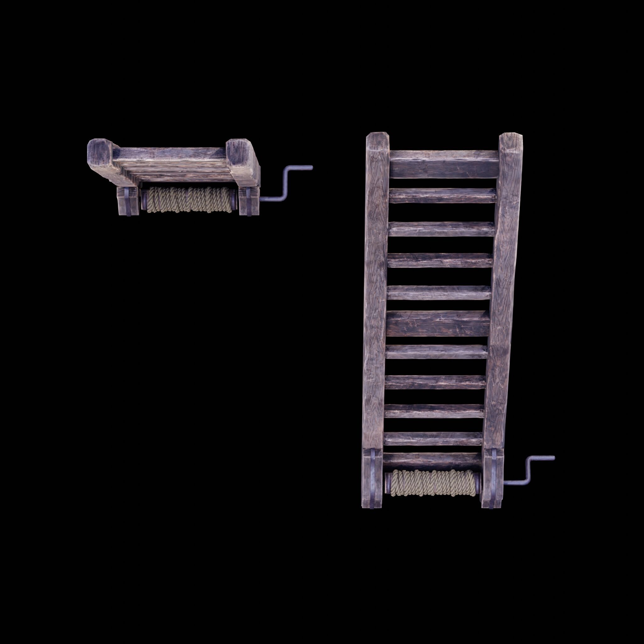 NANITE GAME READY - THE LADDER - RACK - MEDIEVAL TORTURE DEVICE Low-poly 3D model_37