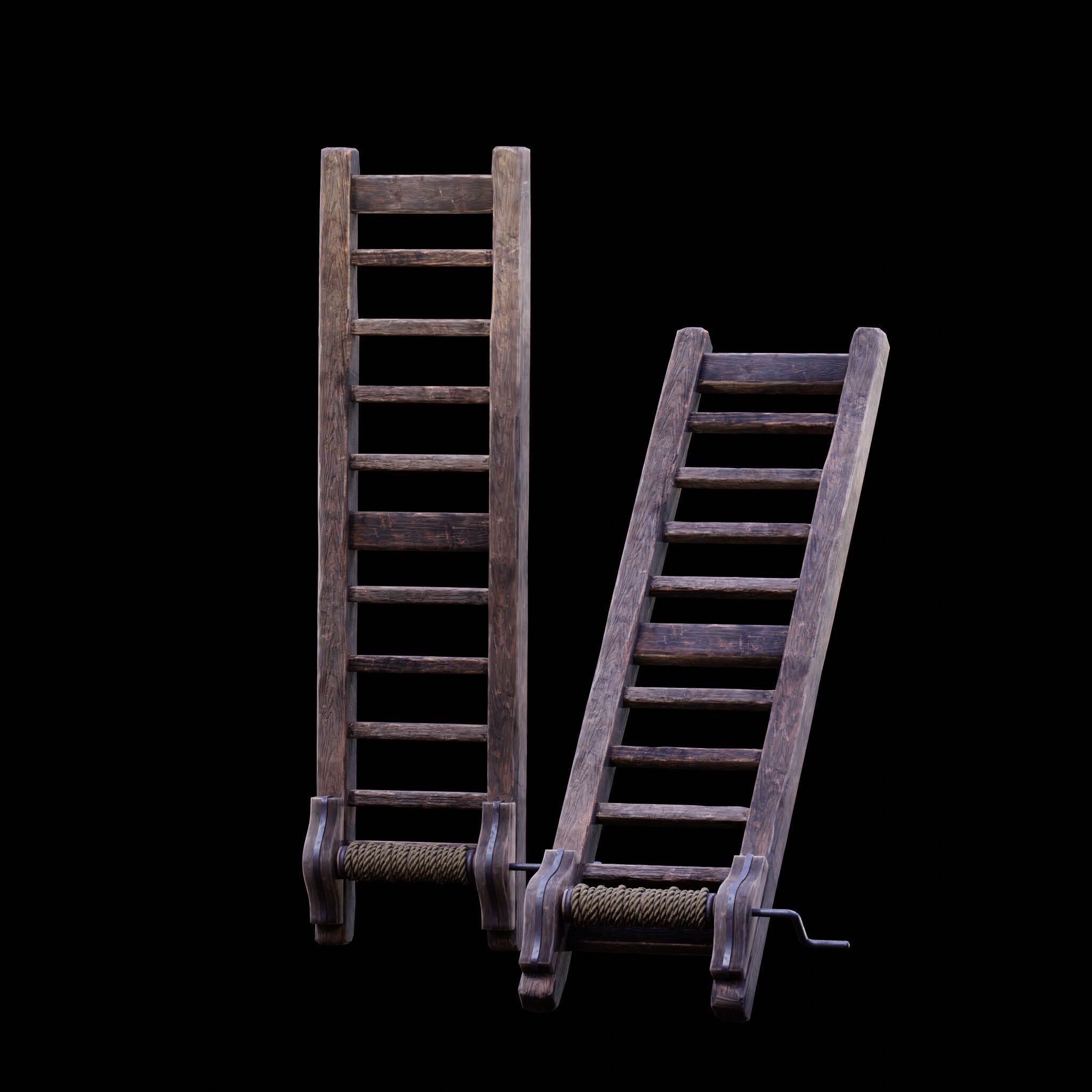 NANITE GAME READY - THE LADDER - RACK - MEDIEVAL TORTURE DEVICE Low-poly 3D model_32