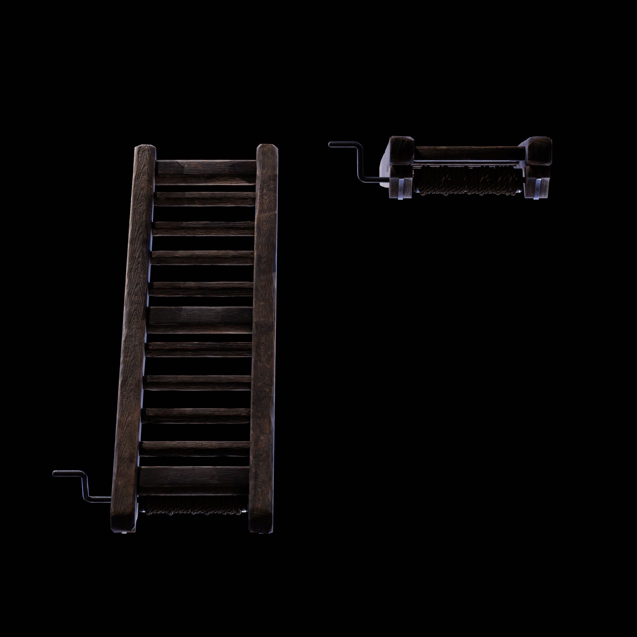 NANITE GAME READY - THE LADDER - RACK - MEDIEVAL TORTURE DEVICE Low-poly 3D model_36