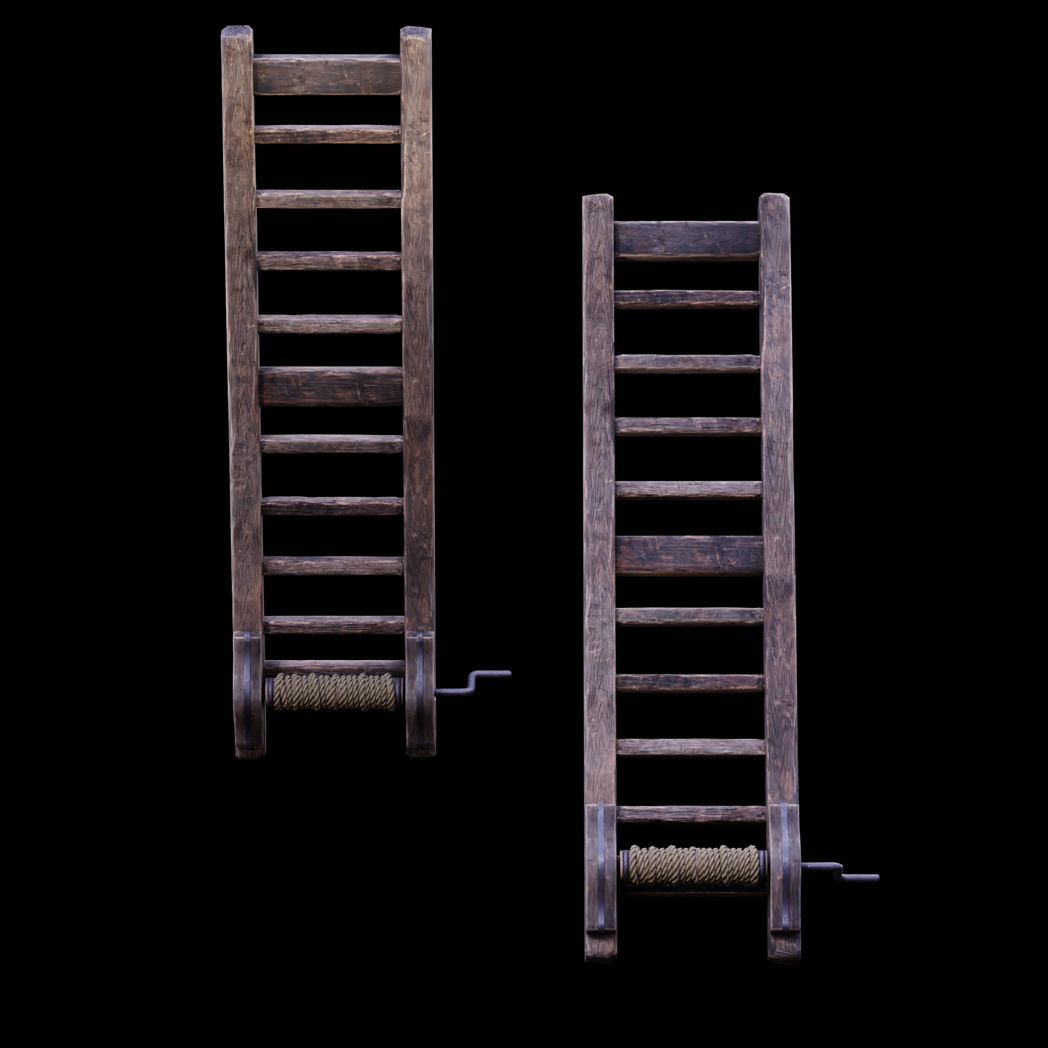NANITE GAME READY - THE LADDER - RACK - MEDIEVAL TORTURE DEVICE Low-poly 3D model_19