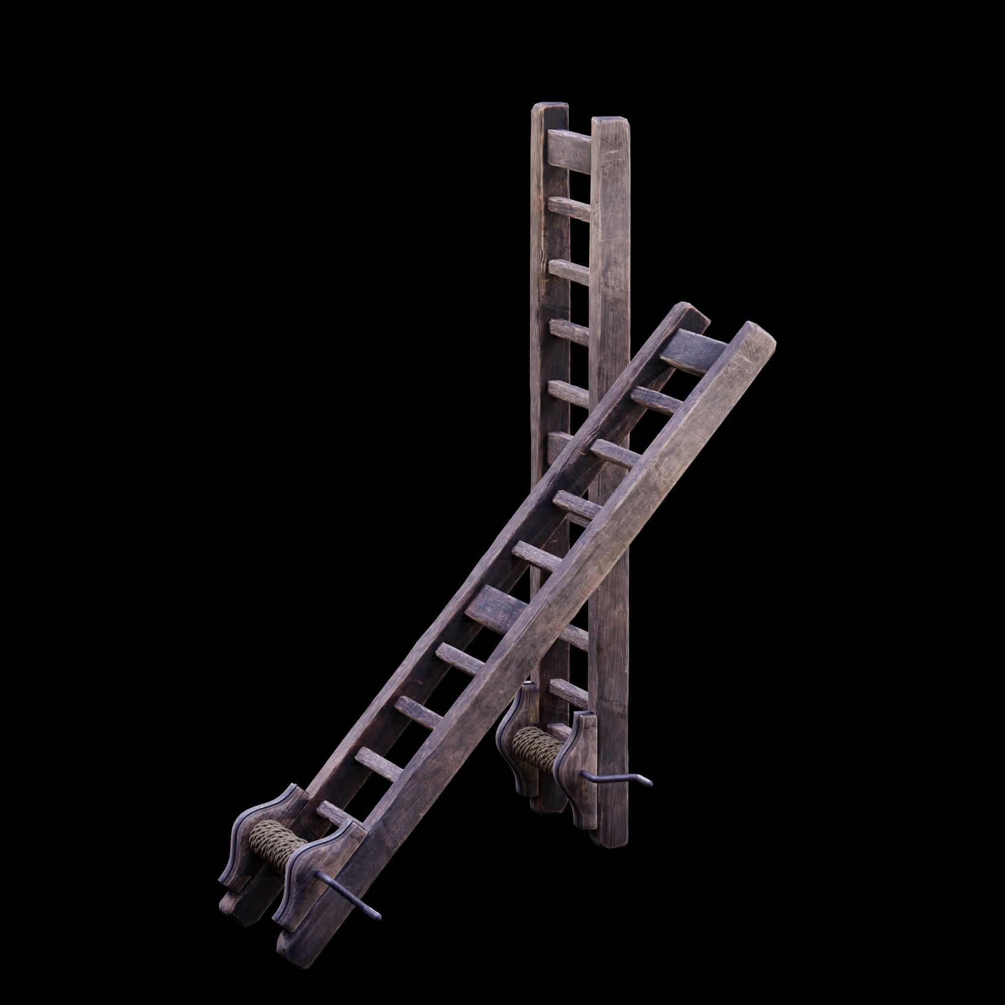 NANITE GAME READY - THE LADDER - RACK - MEDIEVAL TORTURE DEVICE Low-poly 3D model_9