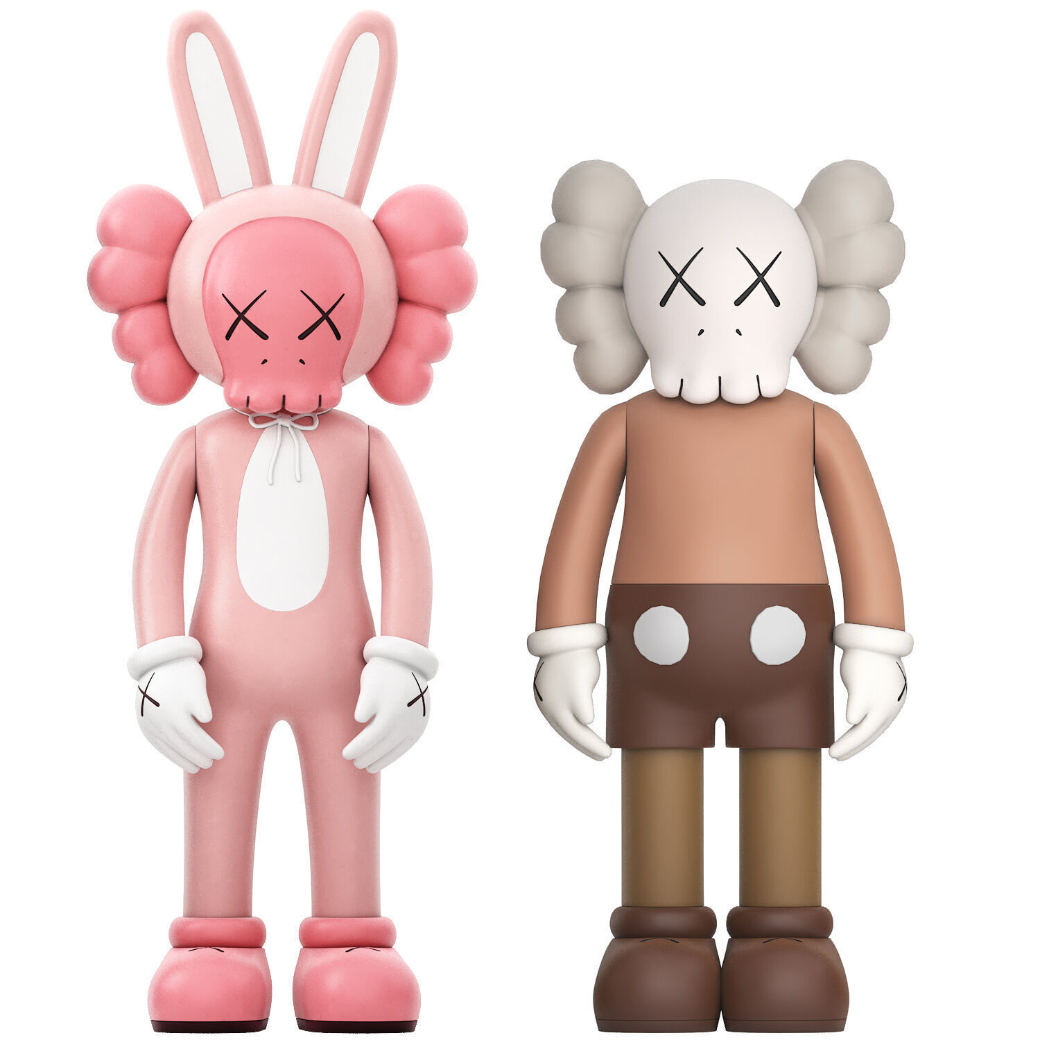 brown kaws and pink accomplice 3D model_1