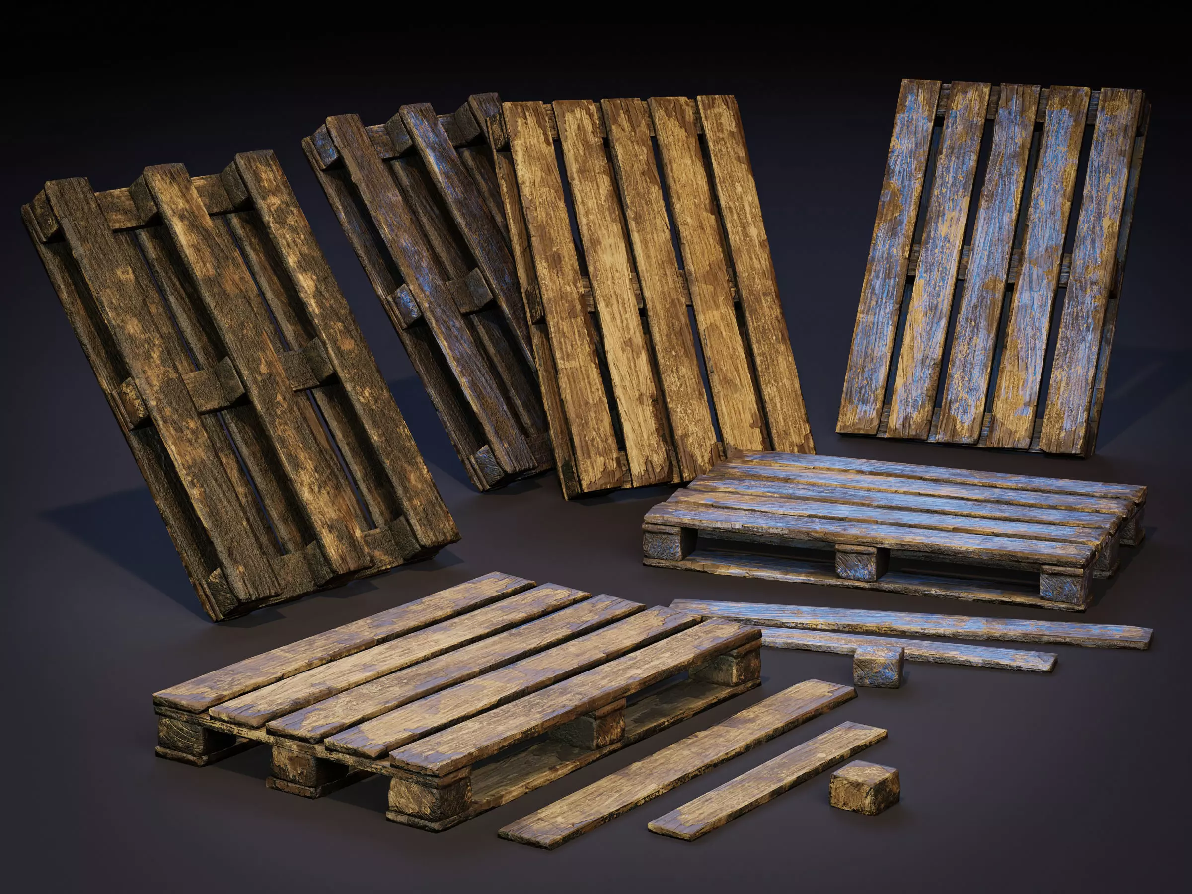 Damaged Wooden Pallet Game Asset Low-poly 3D model