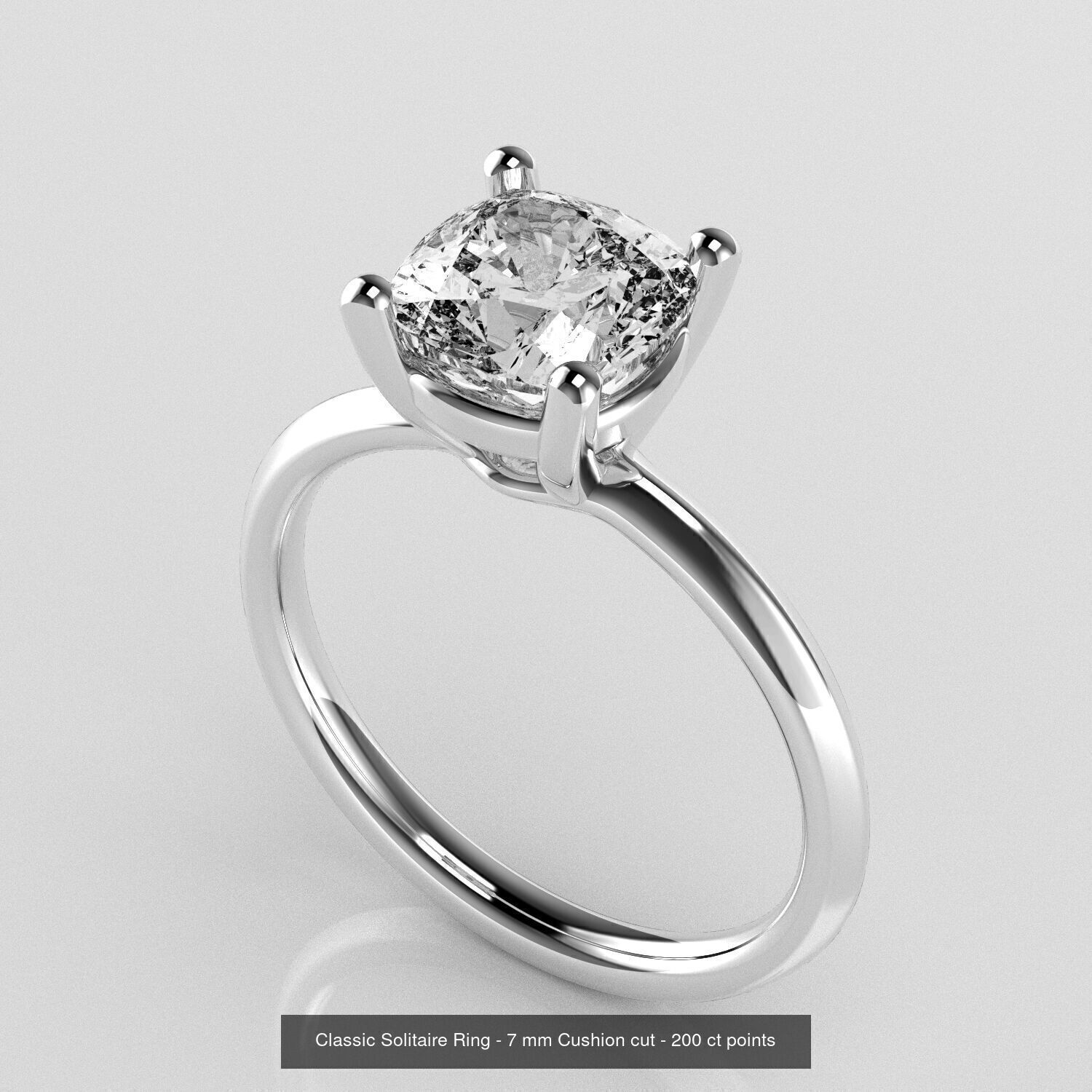 Classic Solitaires - Cushion Cut Stone 3D Model Collection _3