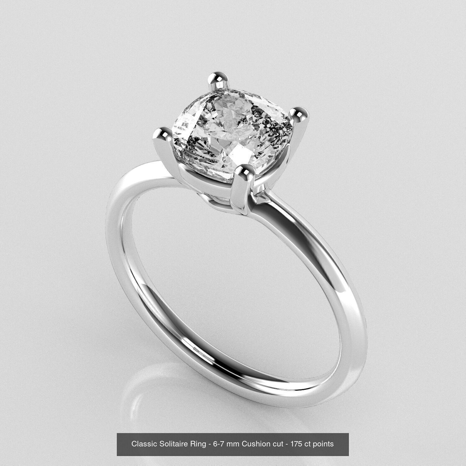 Classic Solitaires - Cushion Cut Stone 3D Model Collection _2
