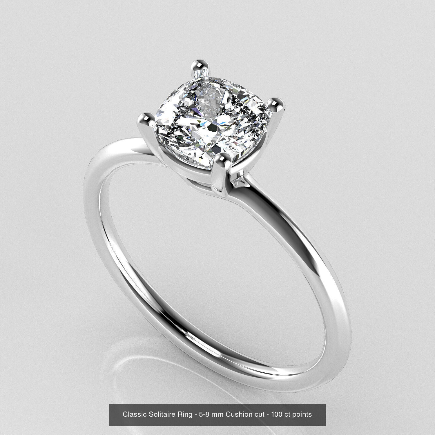 Classic Solitaires - Cushion Cut Stone 3D Model Collection _1
