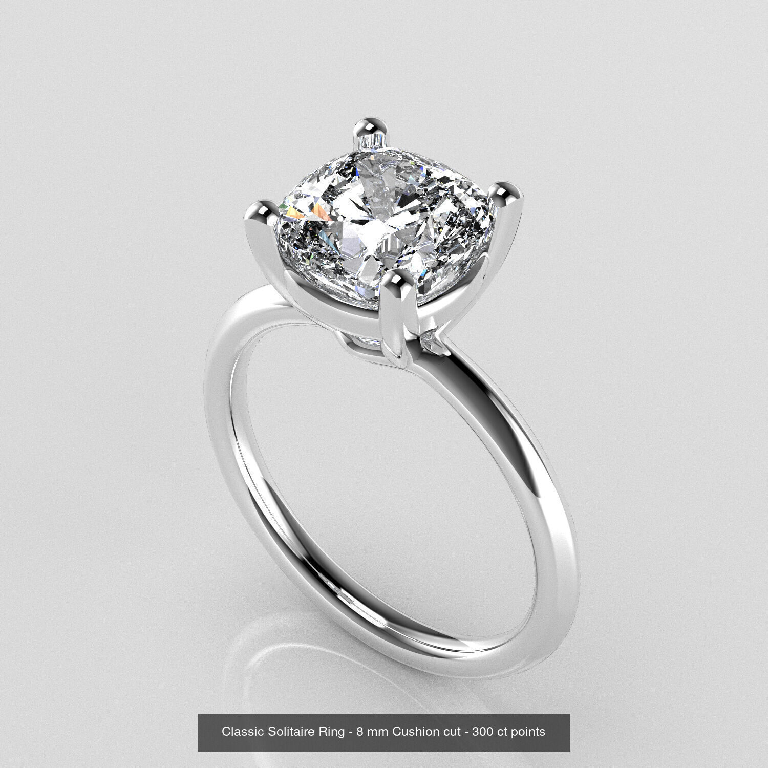Classic Solitaires - Cushion Cut Stone 3D Model Collection _4