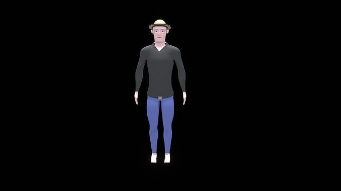 low poly citizen cartoon male character game ready Low-poly 3D model
