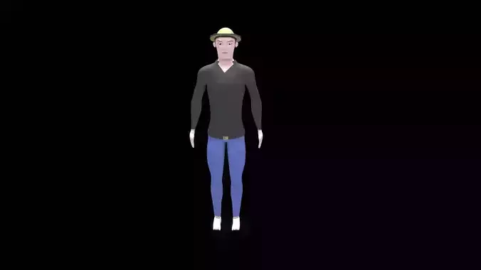 low poly citizen cartoon male character game ready