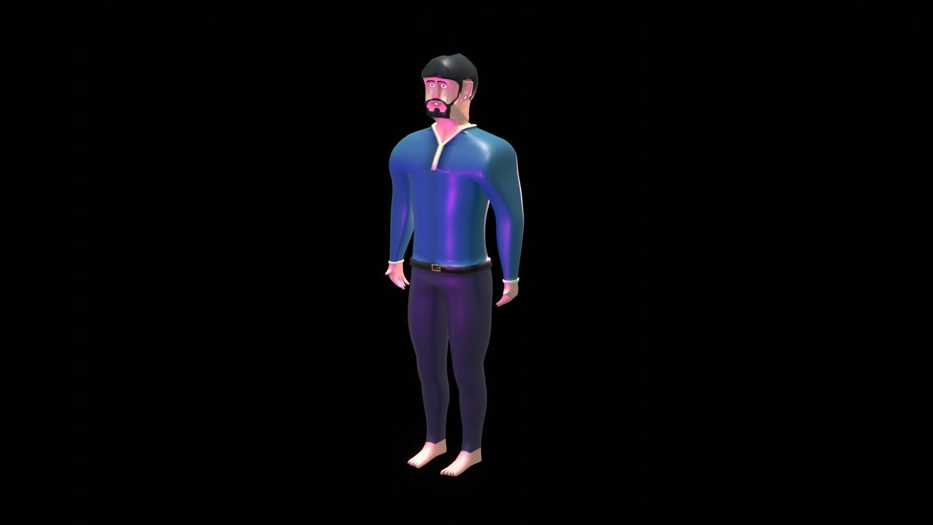 male character cartoon man low poly Low-poly 3D model_2