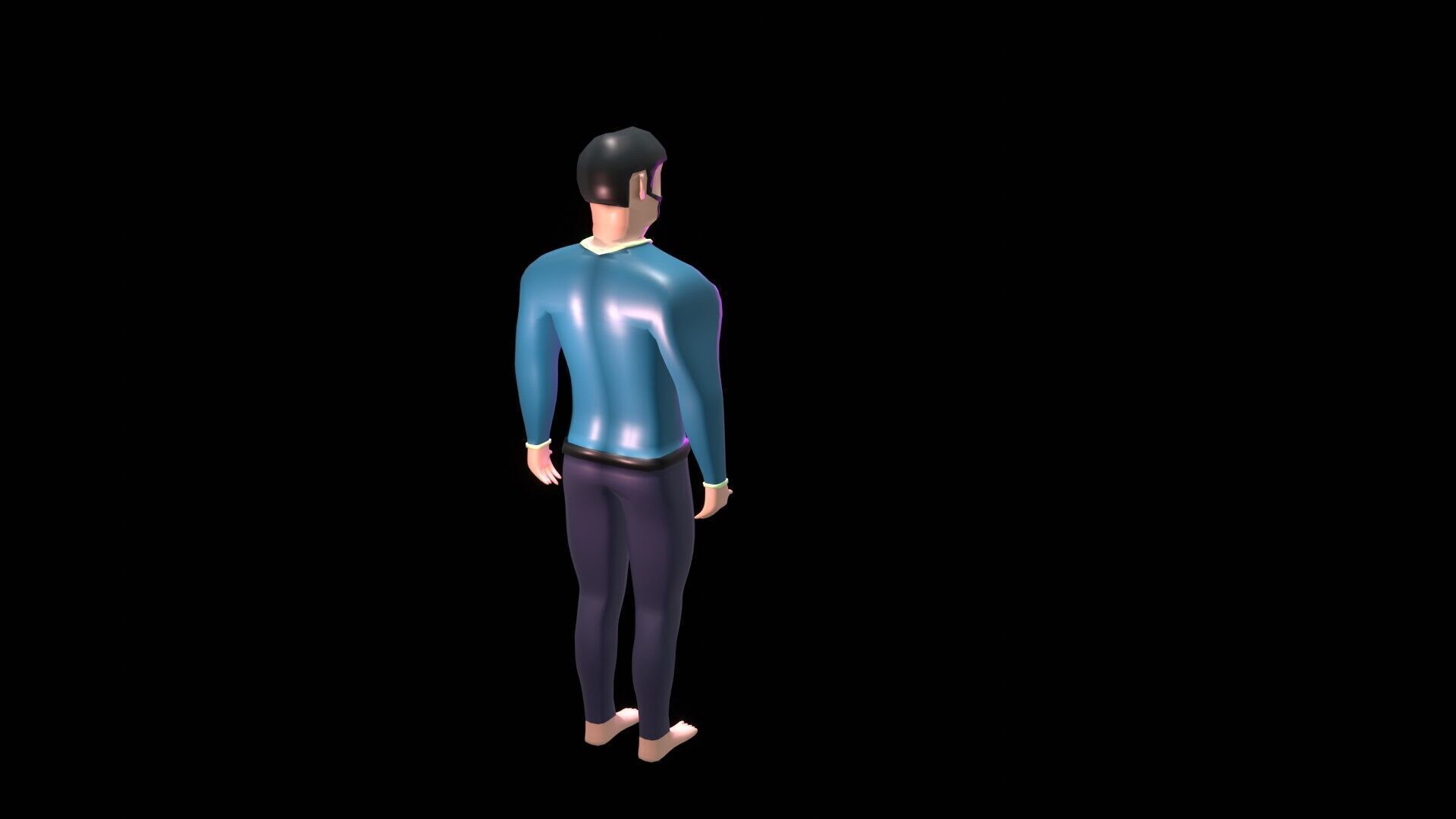 male character cartoon man low poly Low-poly 3D model_5