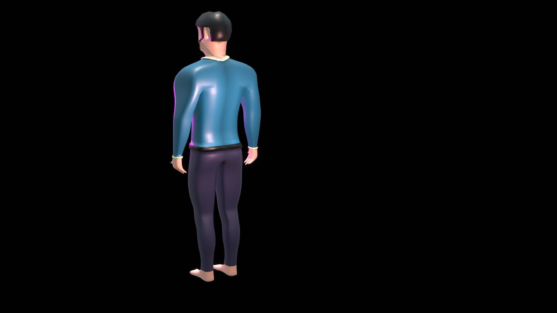 male character cartoon man low poly Low-poly 3D model_4