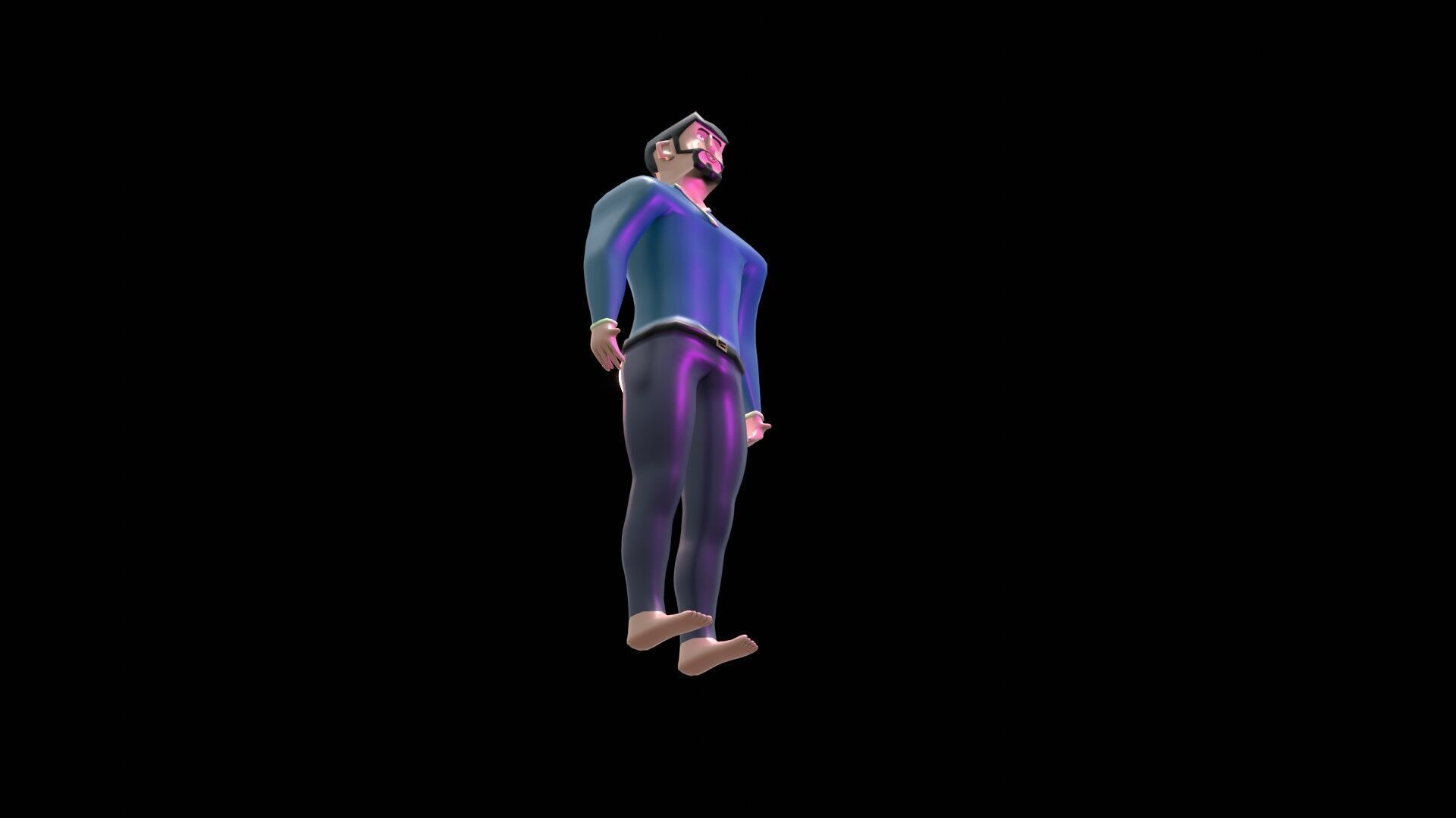 male character cartoon man low poly Low-poly 3D model_8