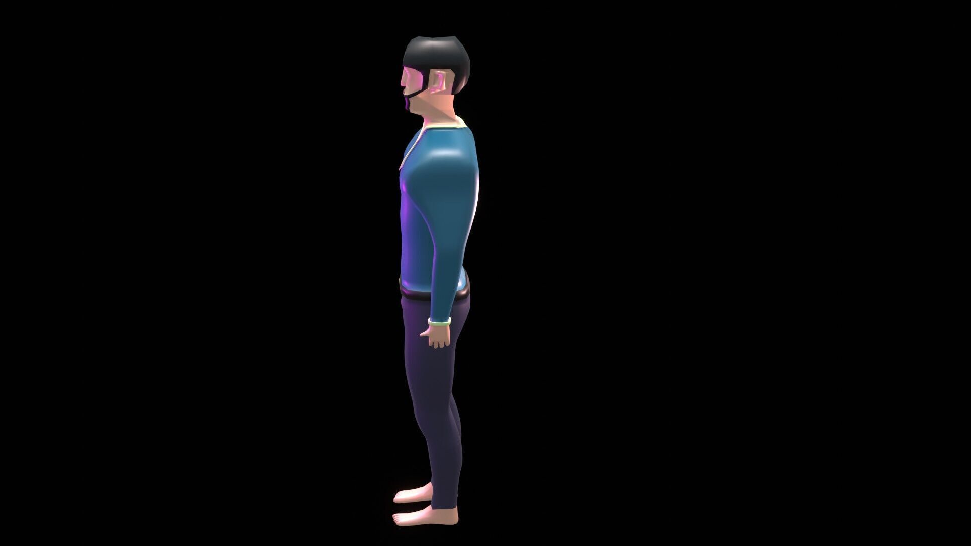 male character cartoon man low poly Low-poly 3D model_3