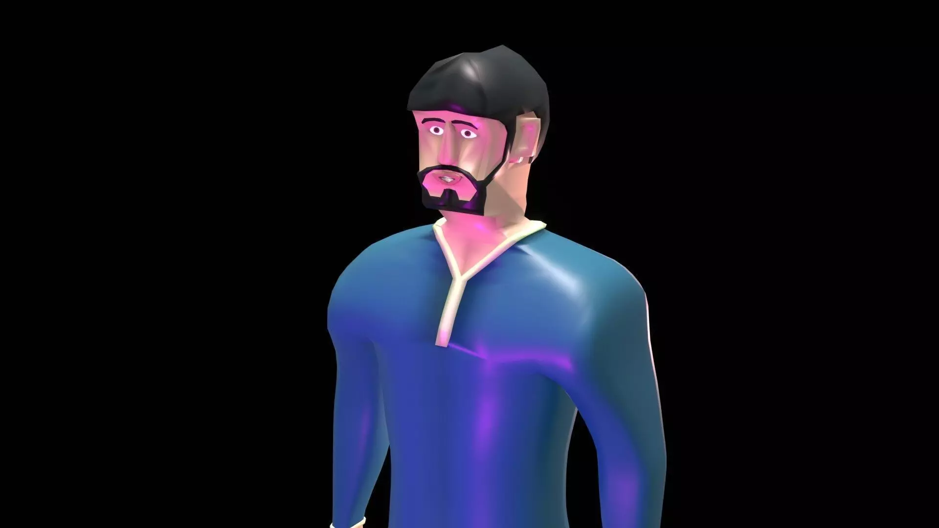 male character cartoon man low poly Low-poly 3D model_0