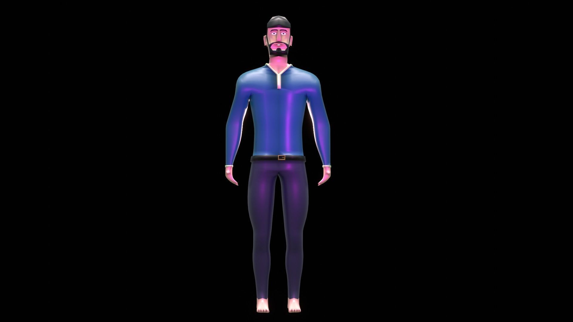 male character cartoon man low poly Low-poly 3D model_1