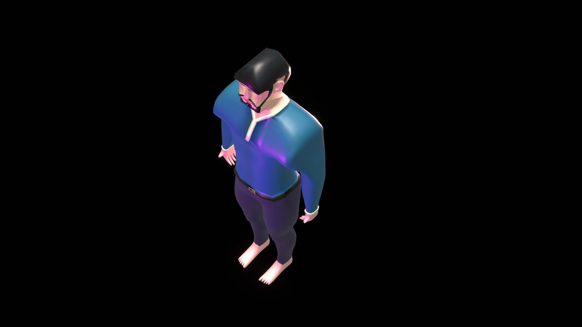 male character cartoon man low poly Low-poly 3D model_9