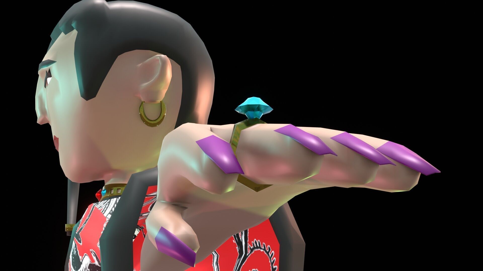 female Chinese low poly cartoon character Low-poly 3D model_13