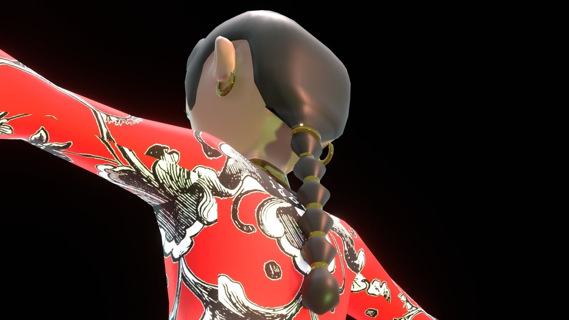 female Chinese low poly cartoon character Low-poly 3D model_14