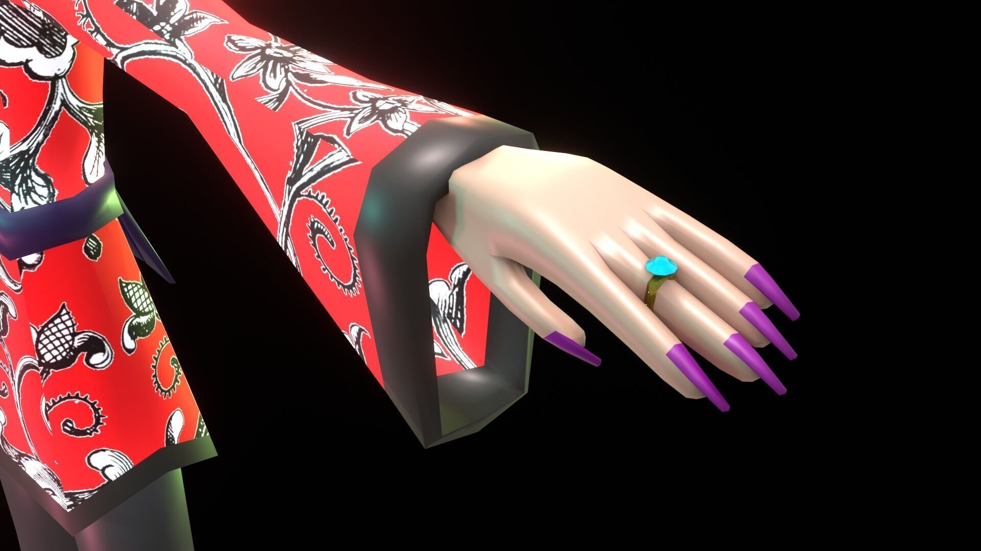 female Chinese low poly cartoon character Low-poly 3D model_10