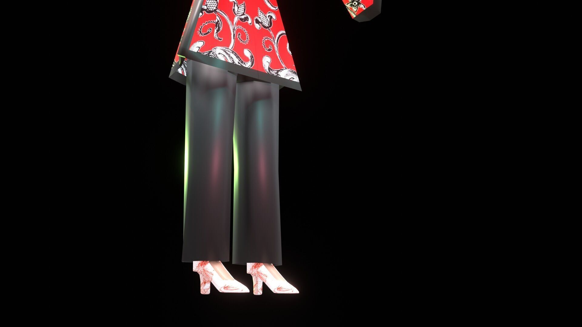 female Chinese low poly cartoon character Low-poly 3D model_8