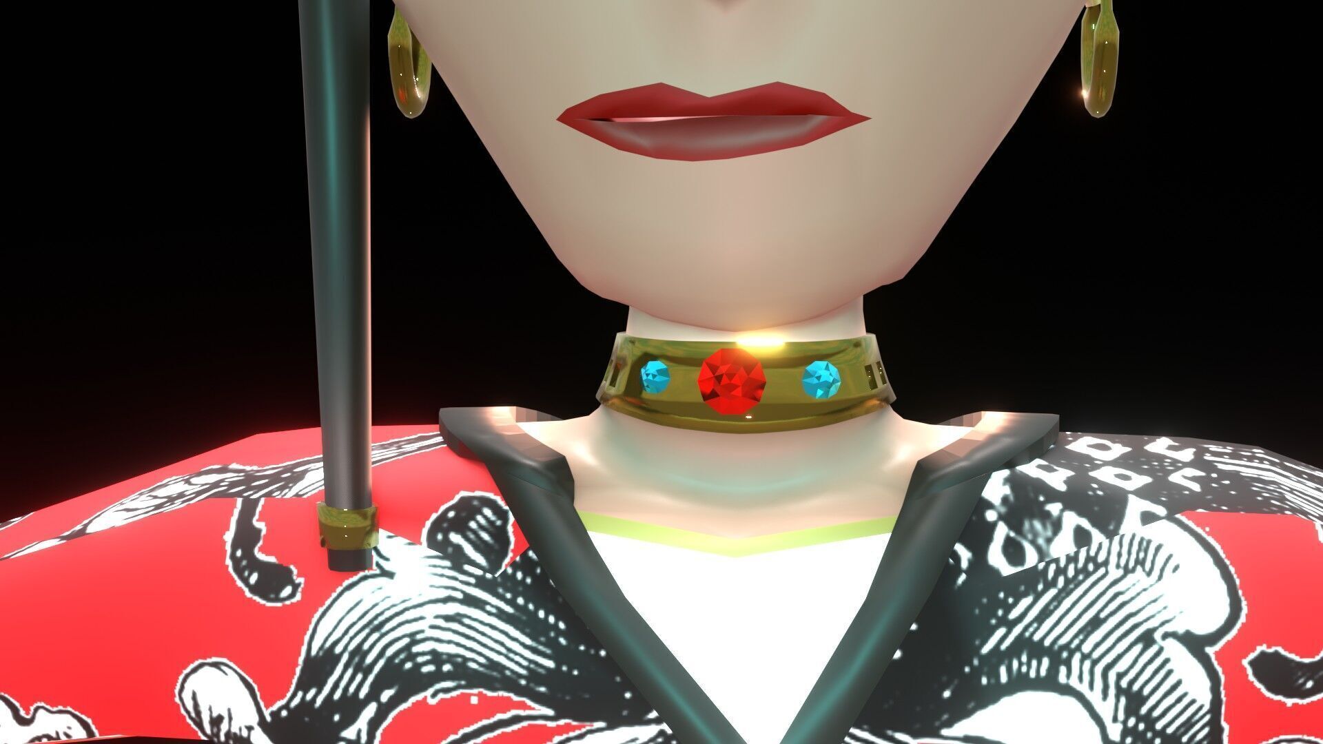 female Chinese low poly cartoon character Low-poly 3D model_11