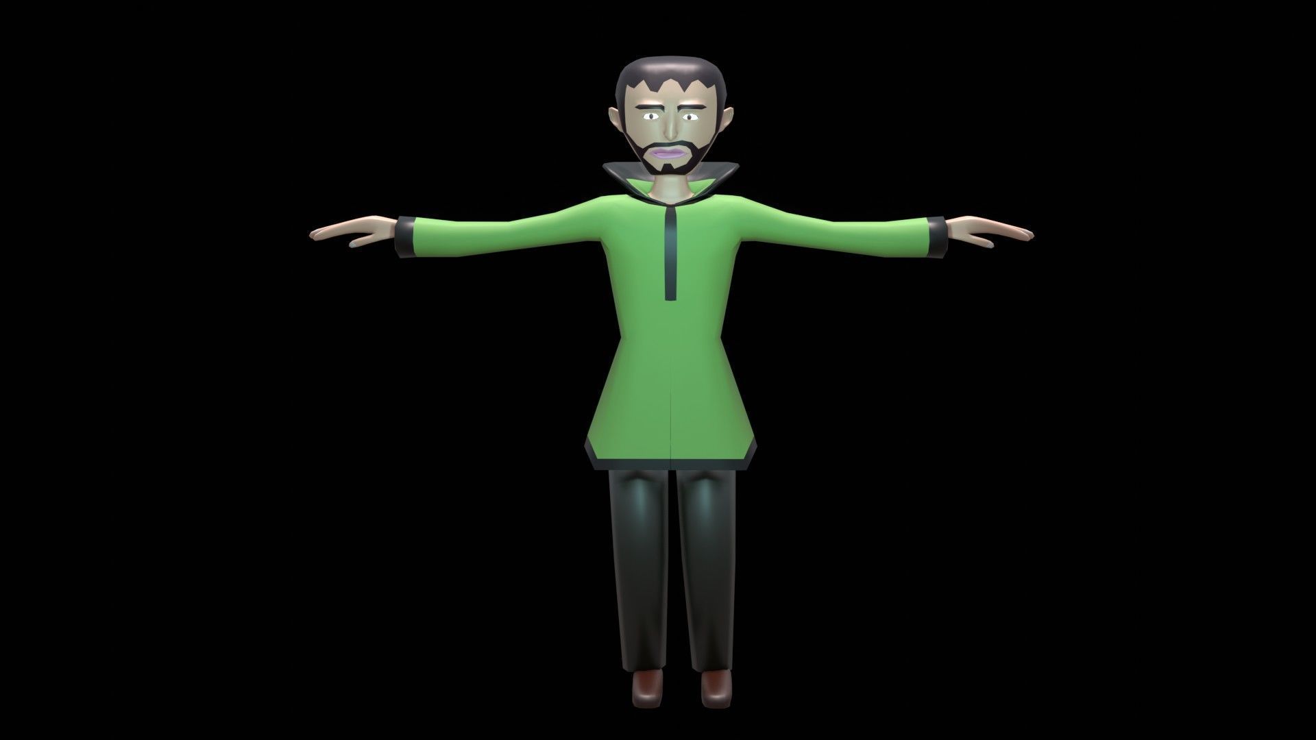 cartoon character man low poly Chinese Low-poly 3D model_1