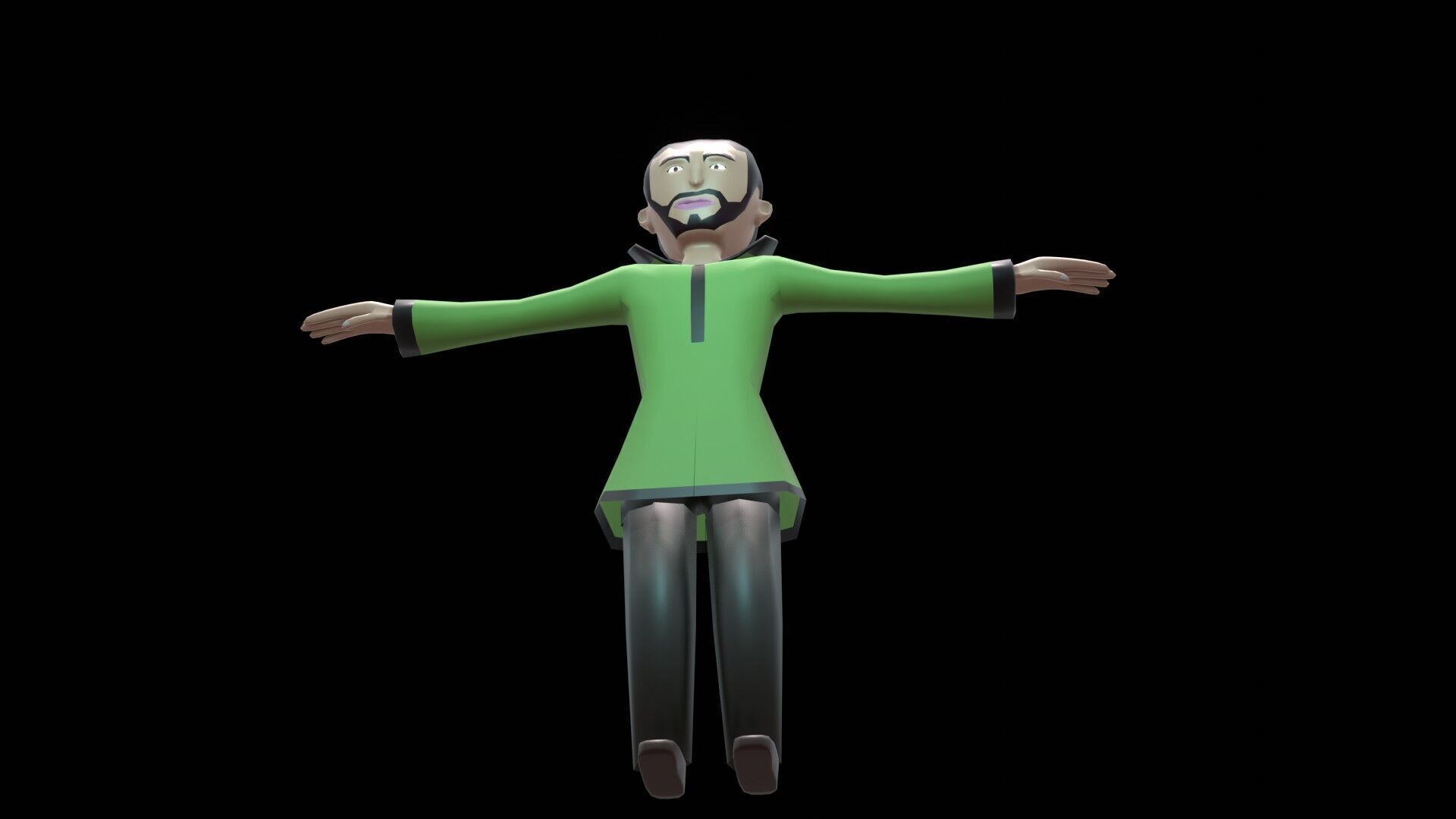 cartoon character man low poly Chinese Low-poly 3D model_9