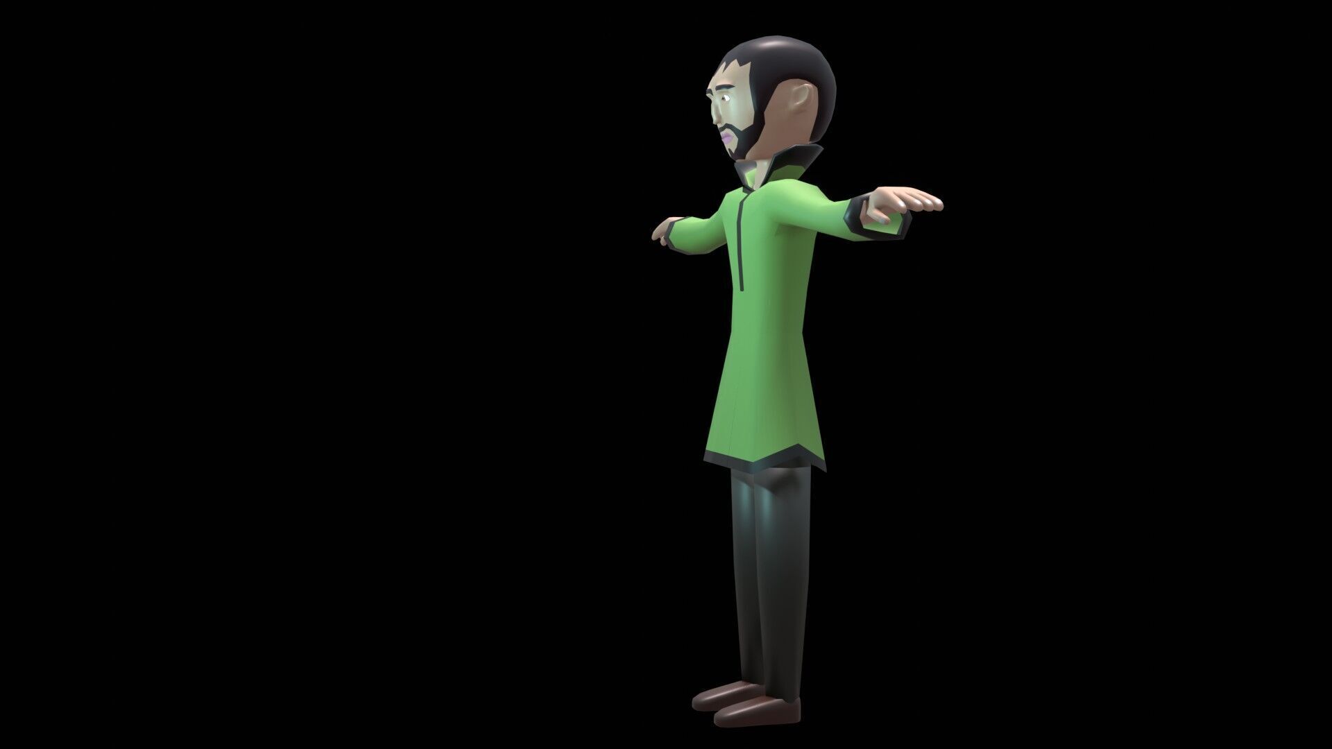 cartoon character man low poly Chinese Low-poly 3D model_3