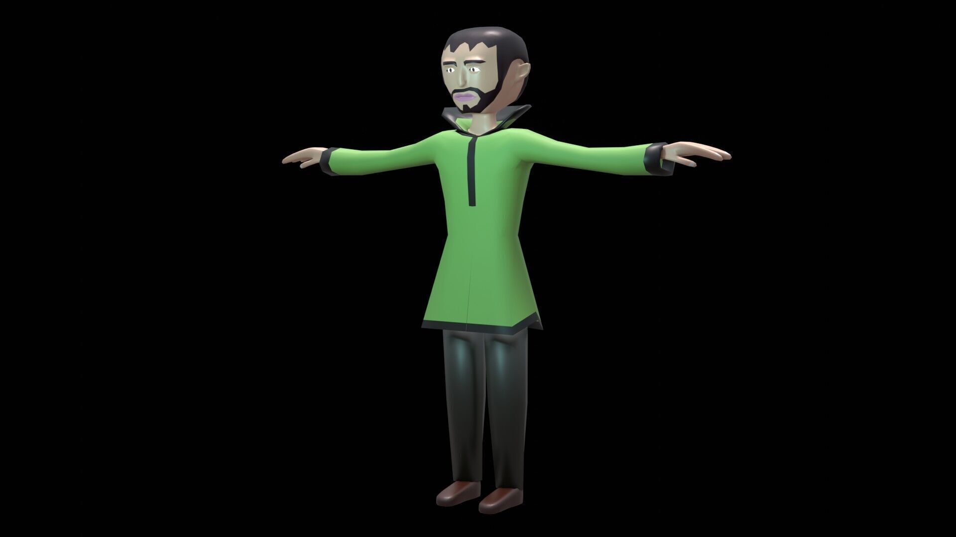 cartoon character man low poly Chinese Low-poly 3D model_2