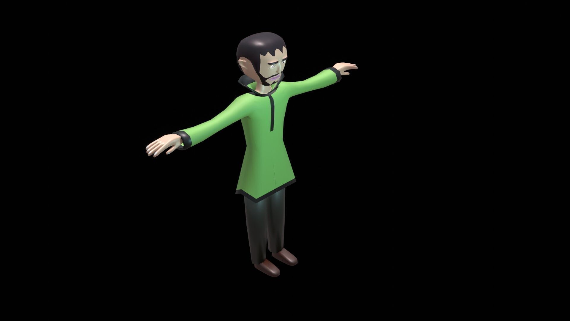 cartoon character man low poly Chinese Low-poly 3D model_8