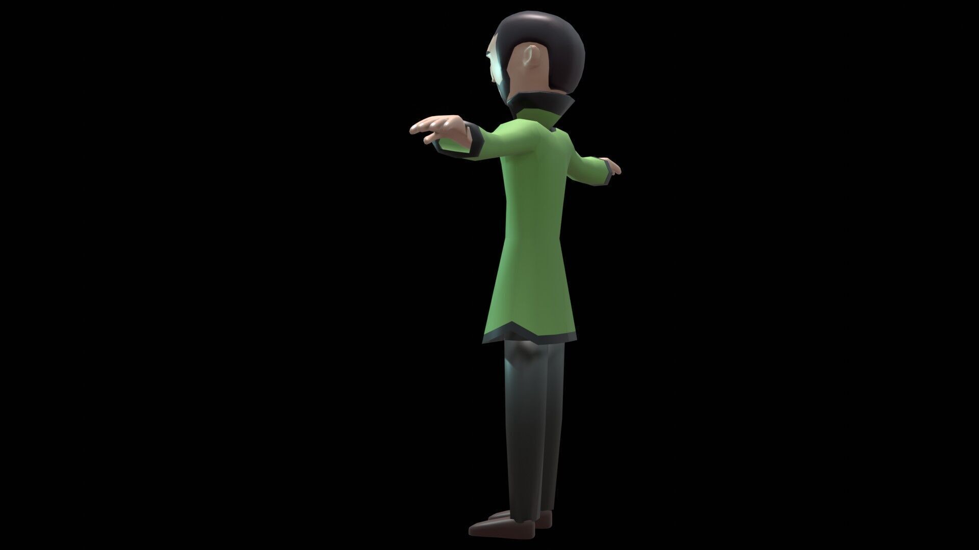 cartoon character man low poly Chinese Low-poly 3D model_4
