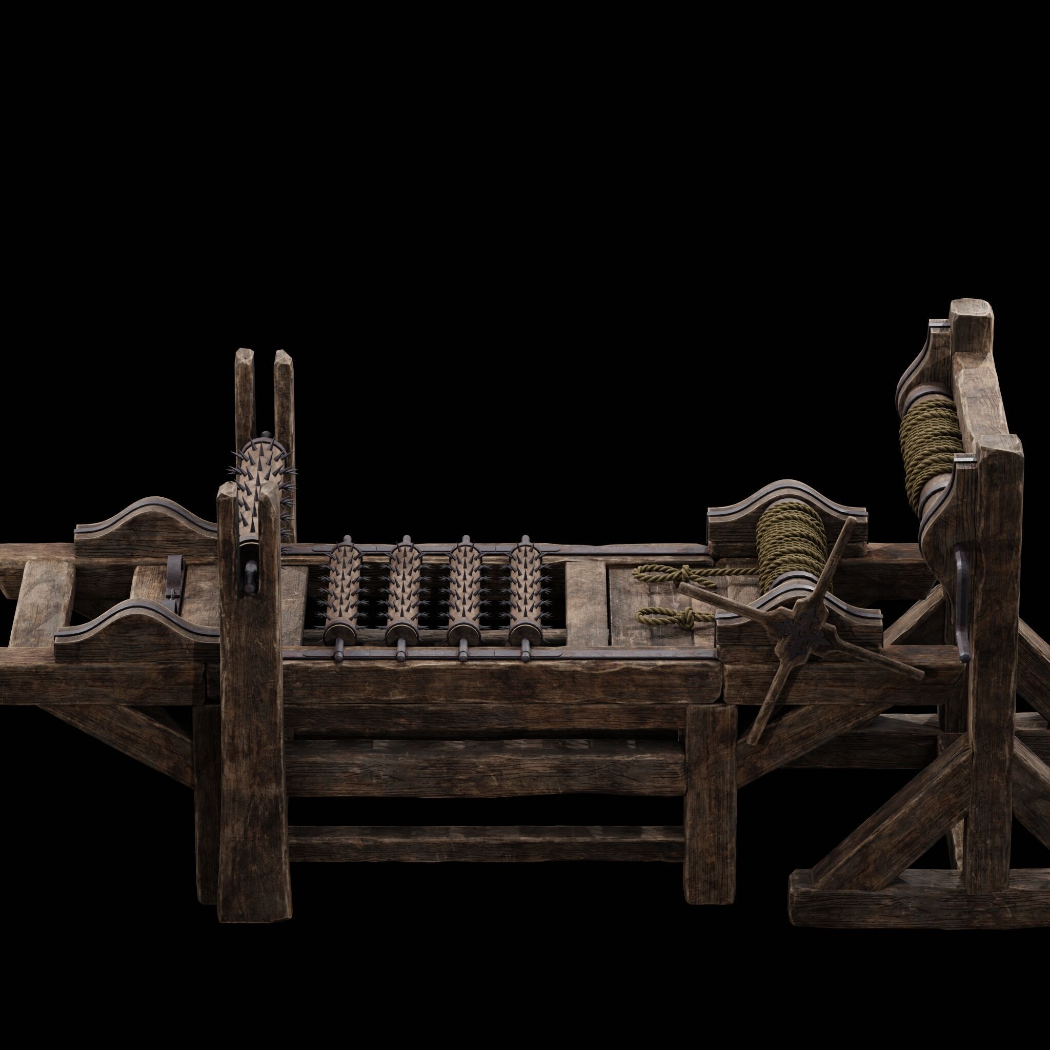 NANITE MODULAR TORTURE RACK - 5-PIECE MEDIEVAL DEVICE PACK Low-poly 3D model_6
