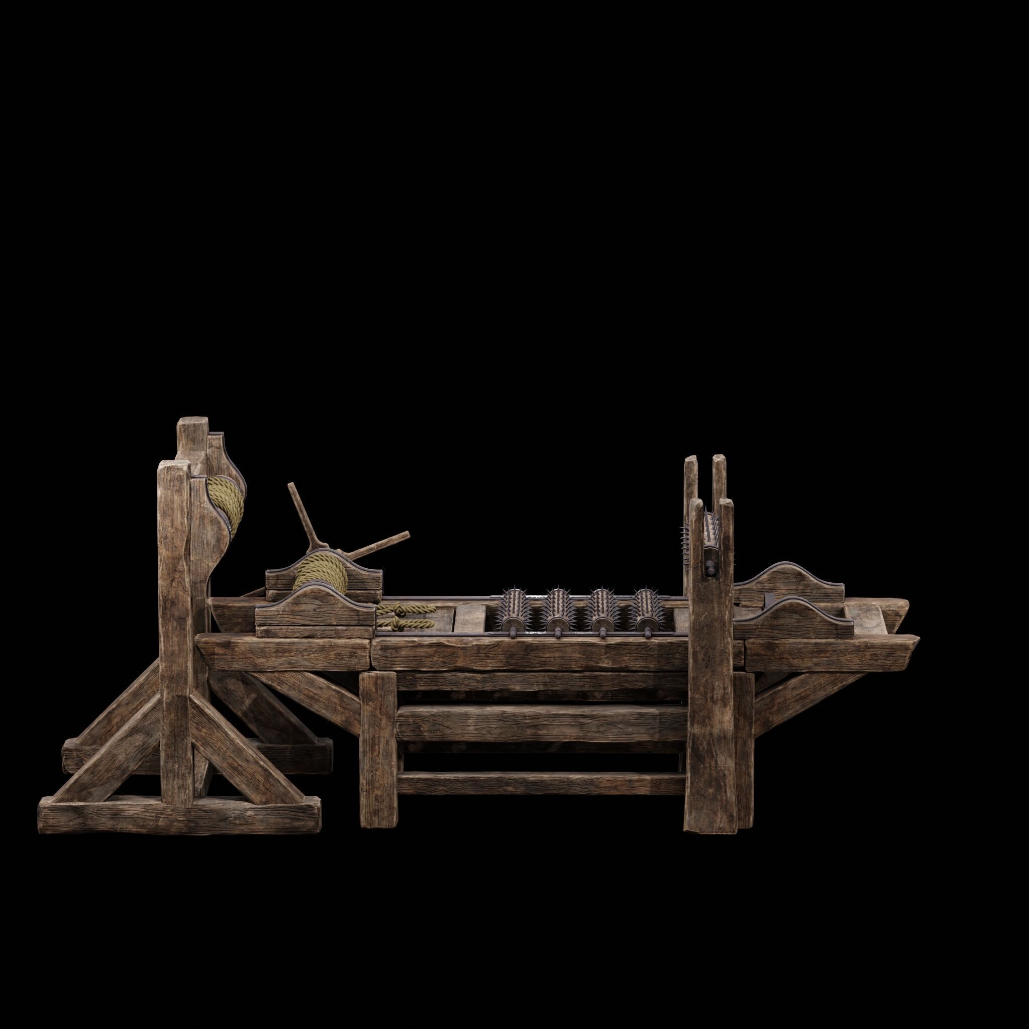 NANITE MODULAR TORTURE RACK - 5-PIECE MEDIEVAL DEVICE PACK Low-poly 3D model_17