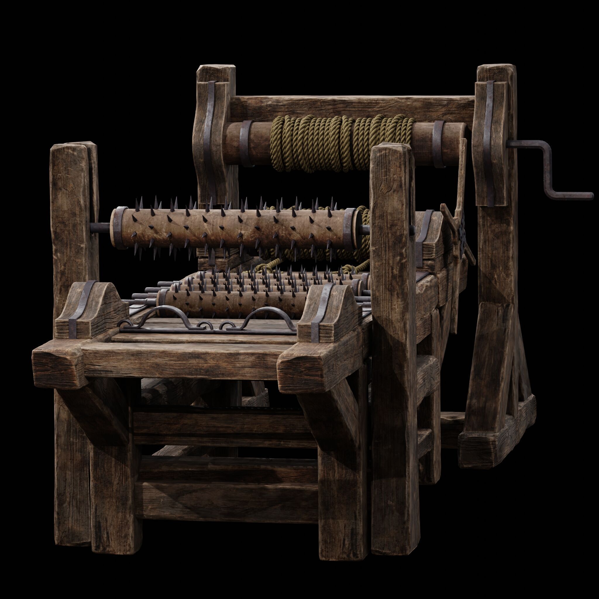 NANITE MODULAR TORTURE RACK - 5-PIECE MEDIEVAL DEVICE PACK Low-poly 3D model_2