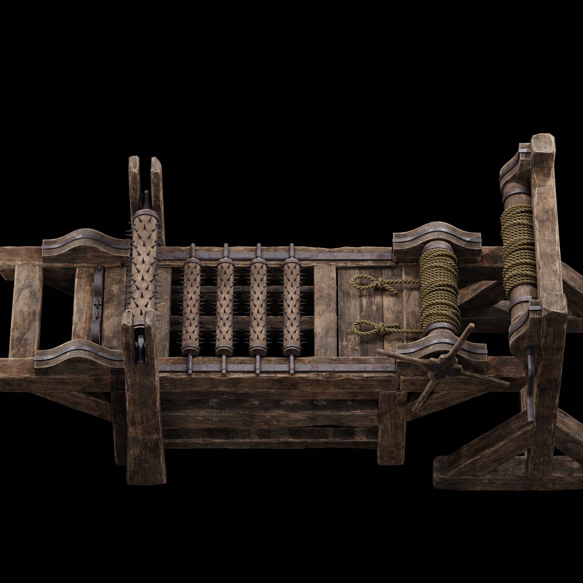 NANITE MODULAR TORTURE RACK - 5-PIECE MEDIEVAL DEVICE PACK Low-poly 3D model_8