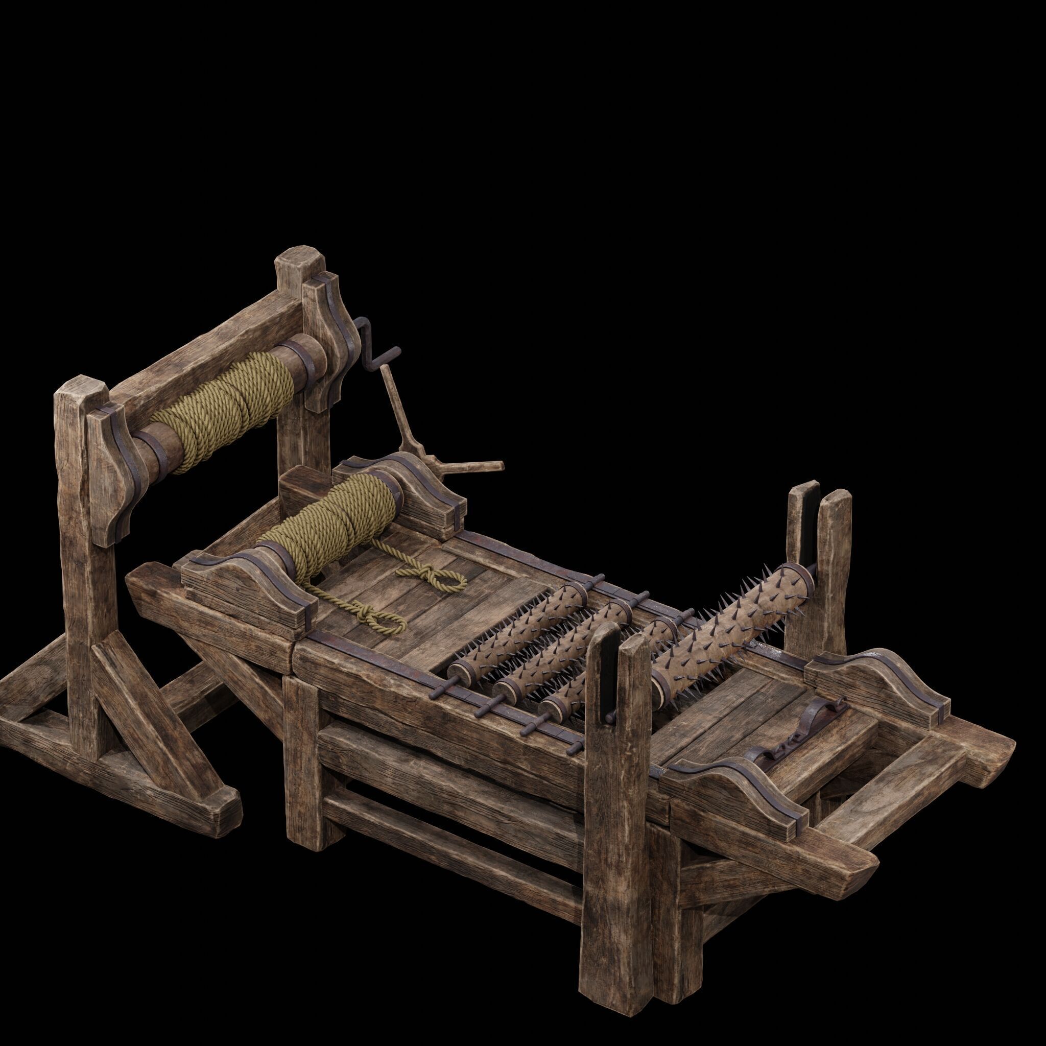 NANITE MODULAR TORTURE RACK - 5-PIECE MEDIEVAL DEVICE PACK Low-poly 3D model_7