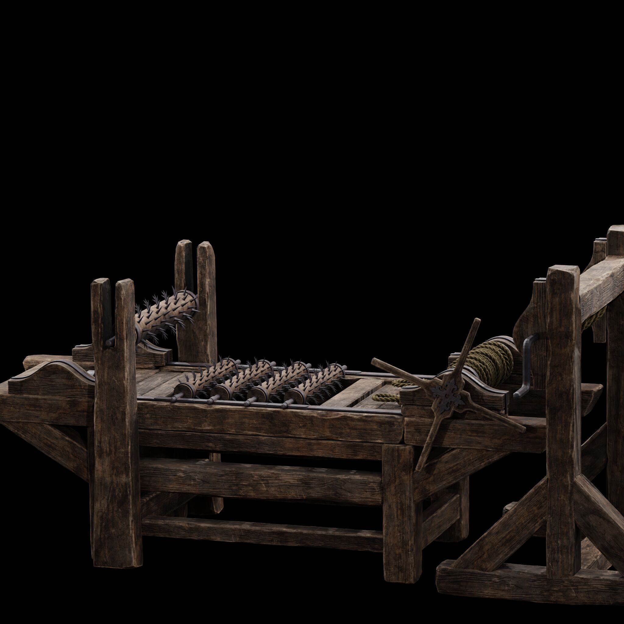 NANITE MODULAR TORTURE RACK - 5-PIECE MEDIEVAL DEVICE PACK Low-poly 3D model_28