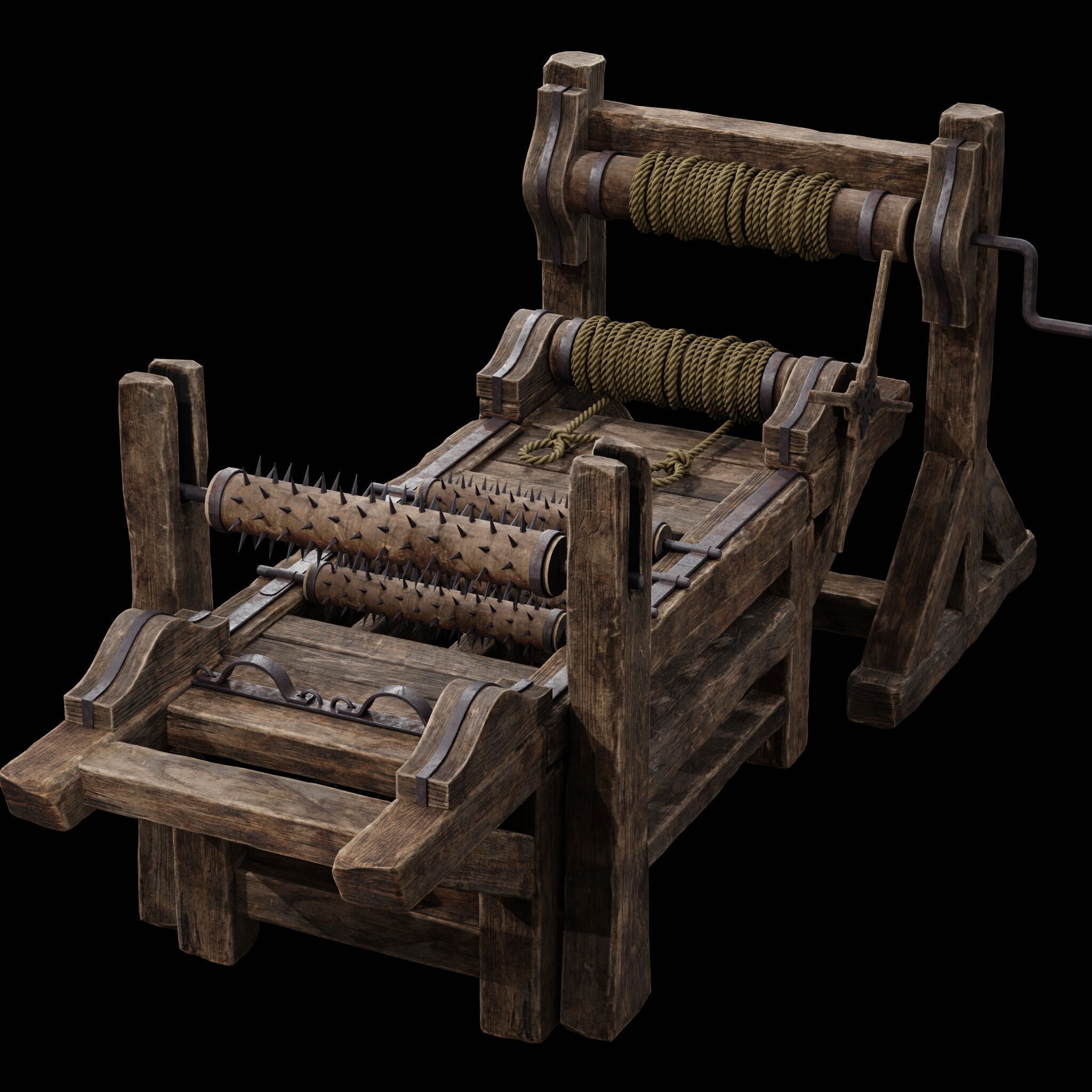 NANITE MODULAR TORTURE RACK - 5-PIECE MEDIEVAL DEVICE PACK Low-poly 3D model_5