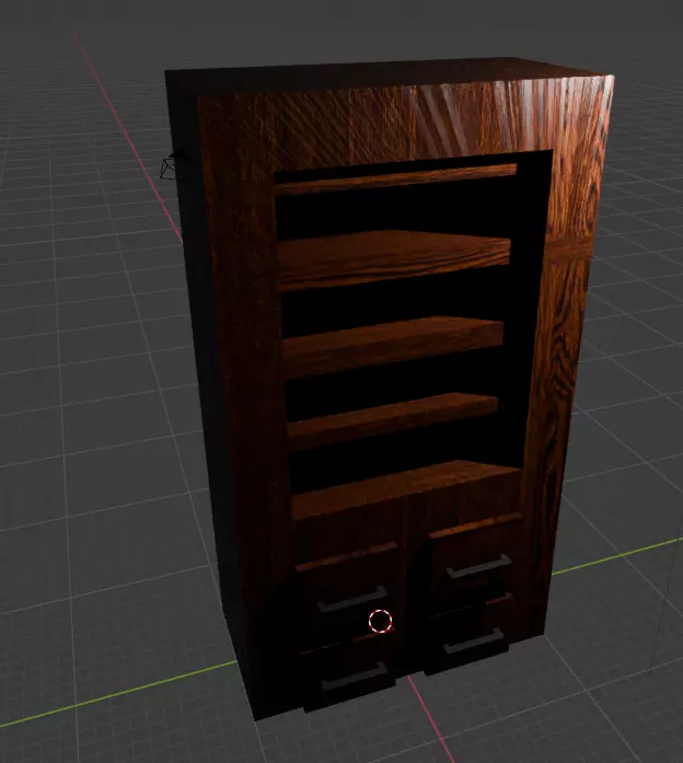 3D Bookshelf with Drawers 3D model_0