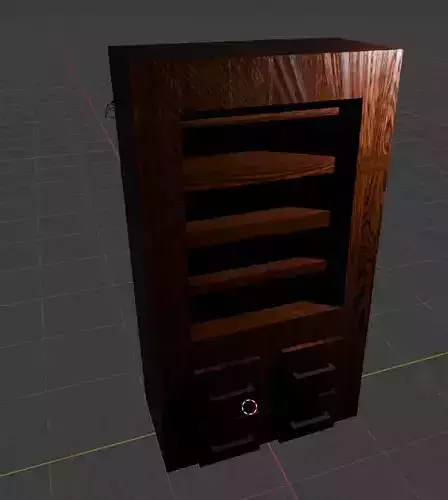 3D Bookshelf with Drawers