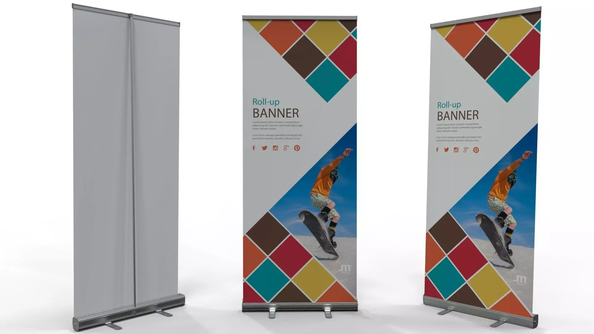 Roll-up graphic banner 80x200 3D model_0