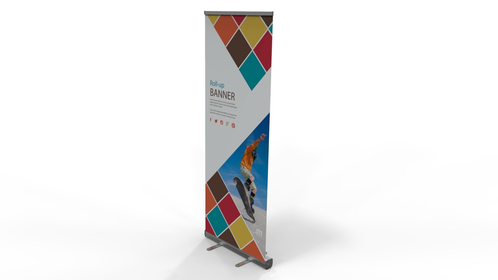 Roll-up graphic banner 80x200 3D model_1